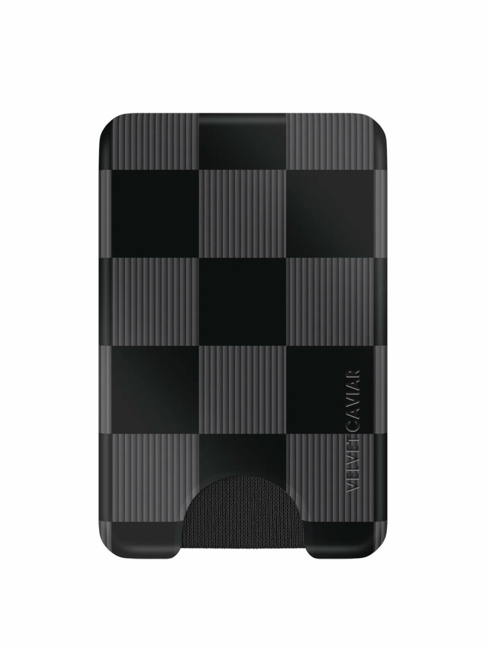 Black and Gray Checkered MagSafe Card Holder - Velvet Caviar